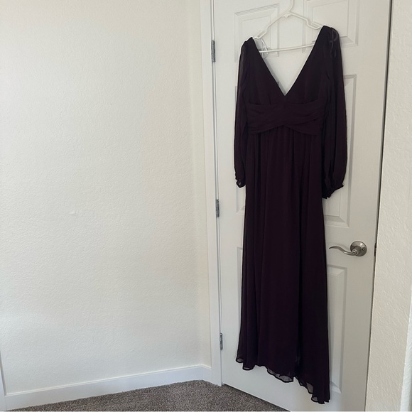 Lulu's Deep V-Neck Plum Long Sleeve Dress - Picture 3 of 7
